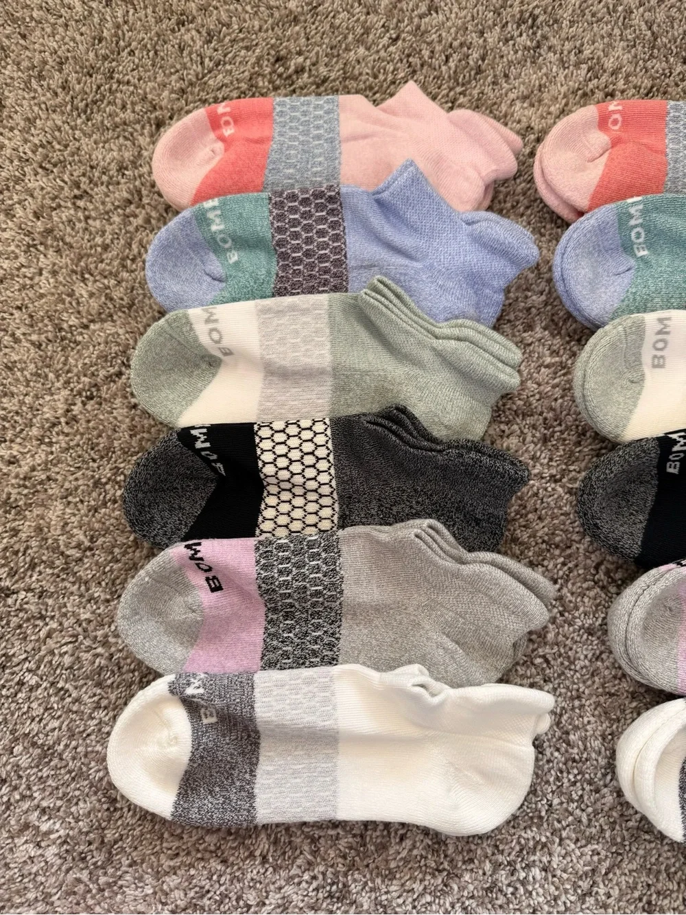 Bombas Women's No-Show Sock Variety Pack - Pink, Blue, Green, Gray, Black, White